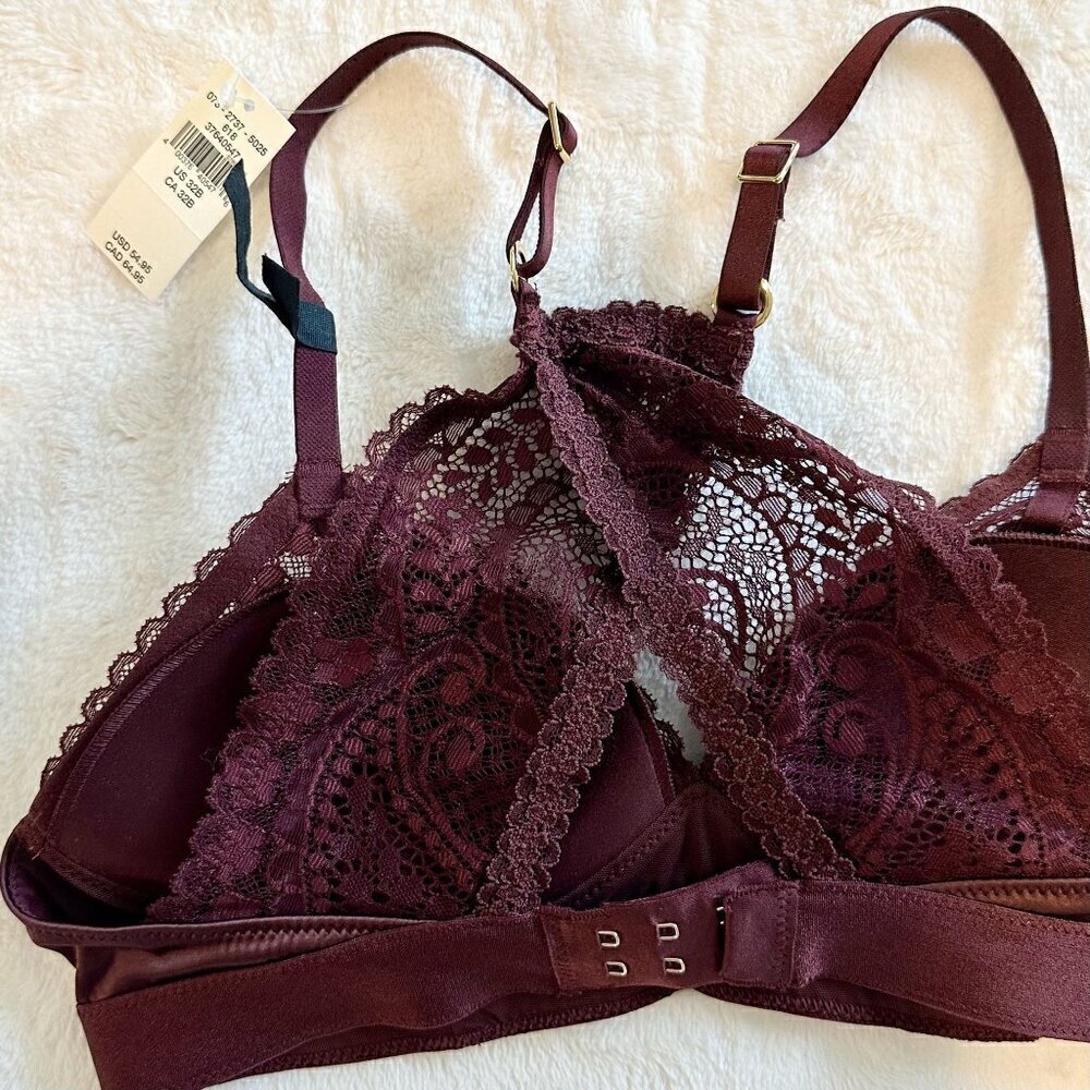 NWT Aerie Maroon Real Power Wireless Push Up Paisley Lace Bra - 32B - Picture 8 of 10